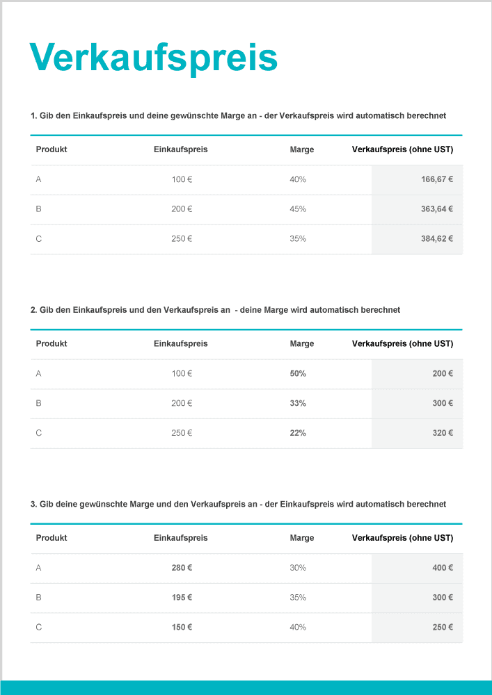 Wie berechnet man den Preis für ein Produkt?