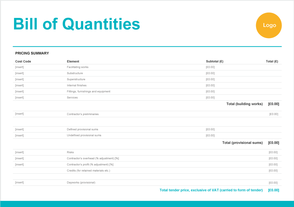 Billing Of Quantities (BOQ) Types Of Bill Of Quantities, 48% OFF