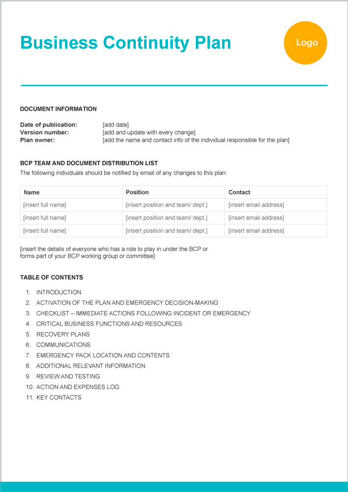 Business Continuity Plan Template Zervant 4556