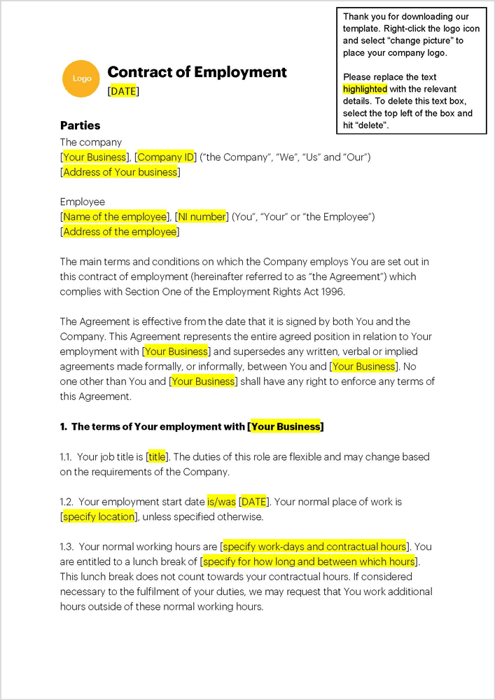 labor agreement template