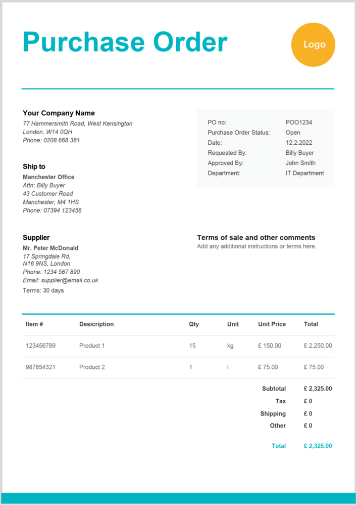 excel purchase order tracking template