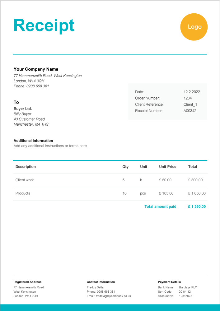 Receipt Template Excel Uk