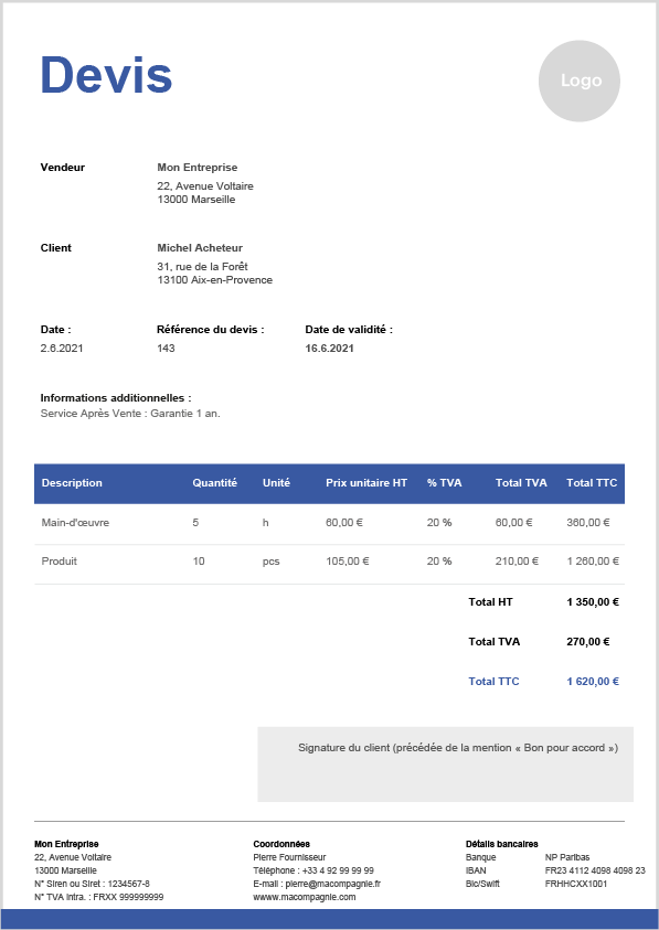 Modèle devis gratuit : Excel et Word