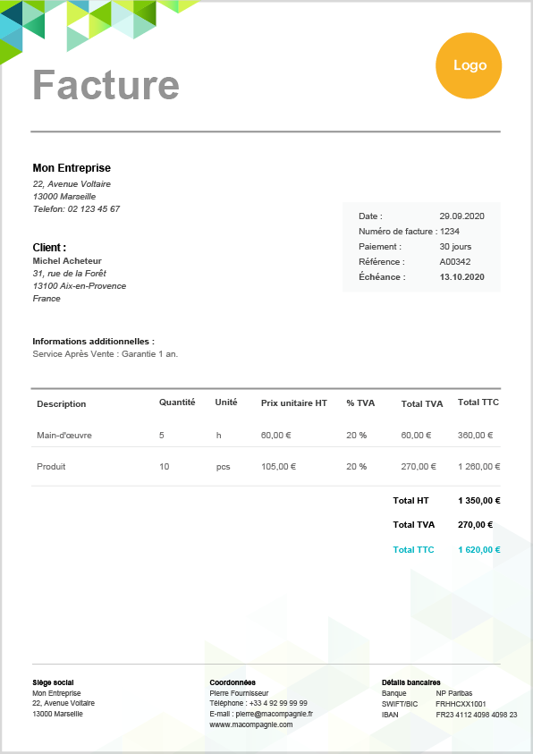 Modele De Facture Gratuit 15 Exemples De Factures Word Et Excel Zervant