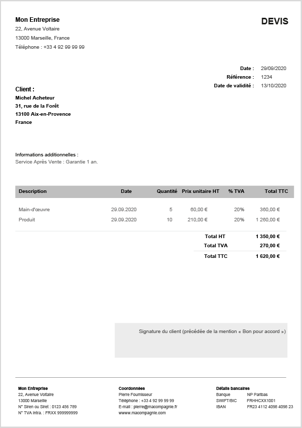 Exemple De Devis Vtc  ijanve