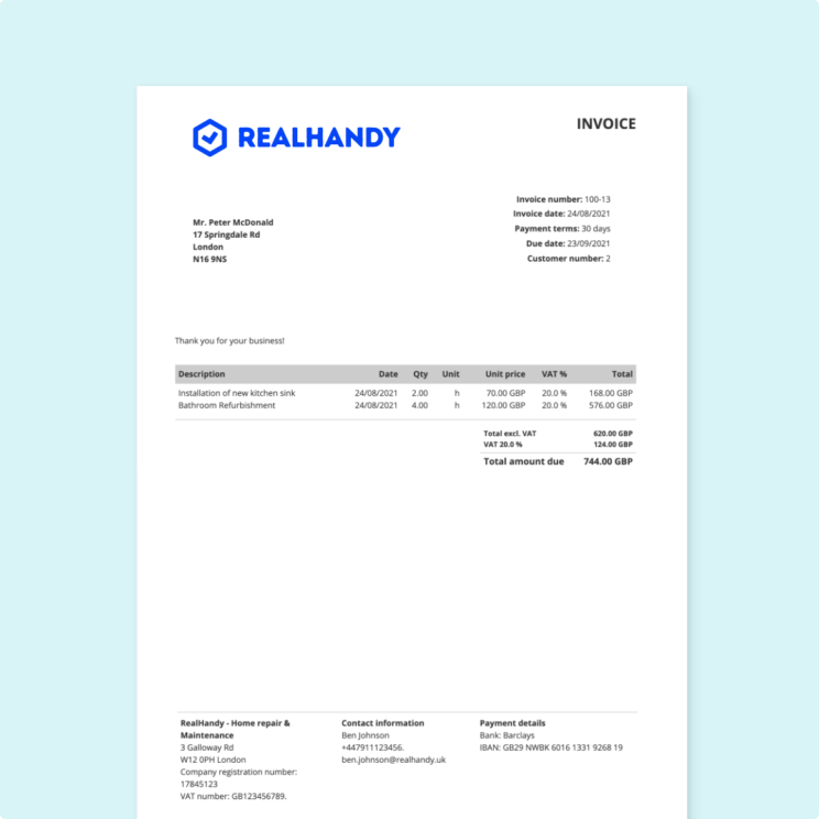 Free UK Invoice Templates Download In Word Excel Zervant