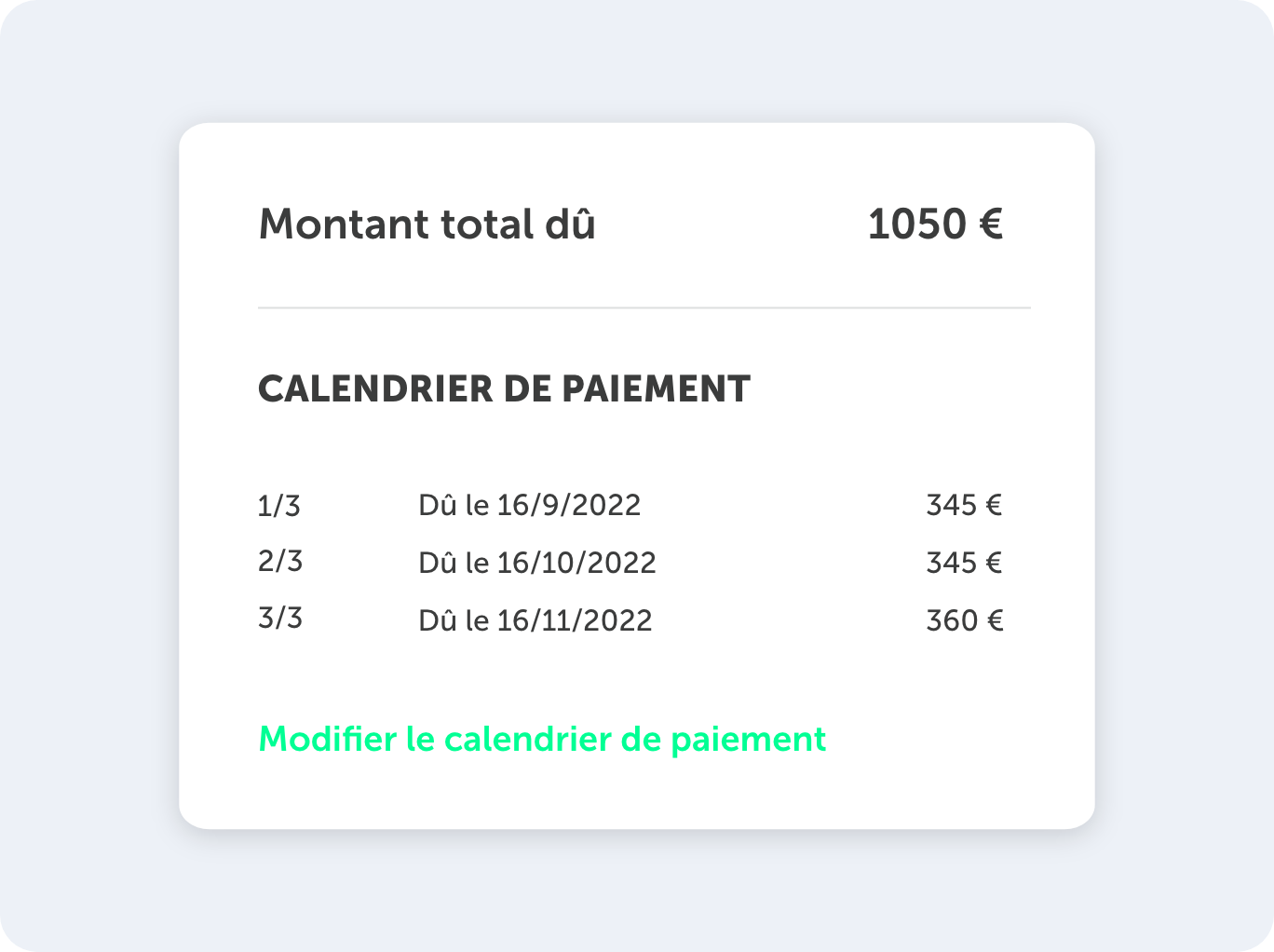 Calendrier paiement automatique